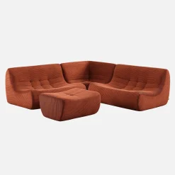 Modulaire fauteuils 5-zits hoekbank met voetenbankje corduroy