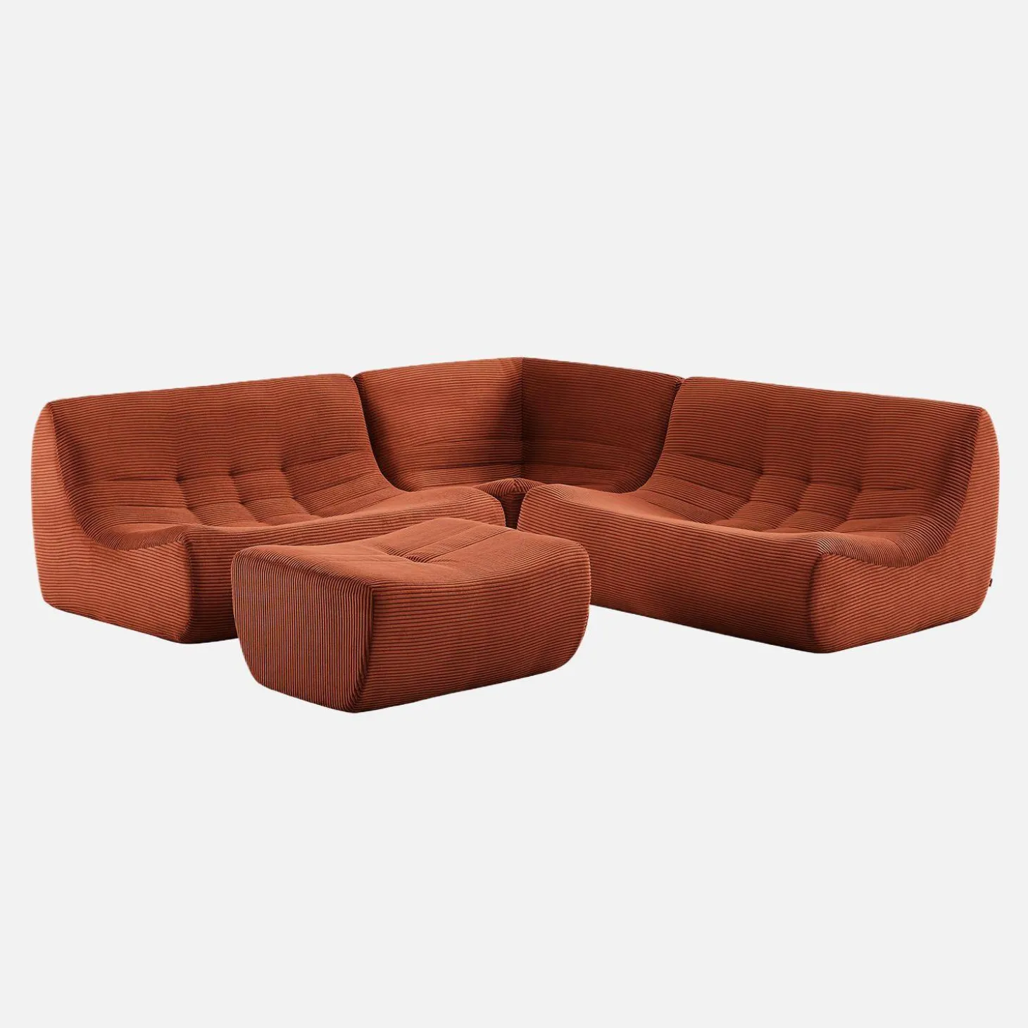 Modulaire fauteuils 5-zits hoekbank met voetenbankje corduroy