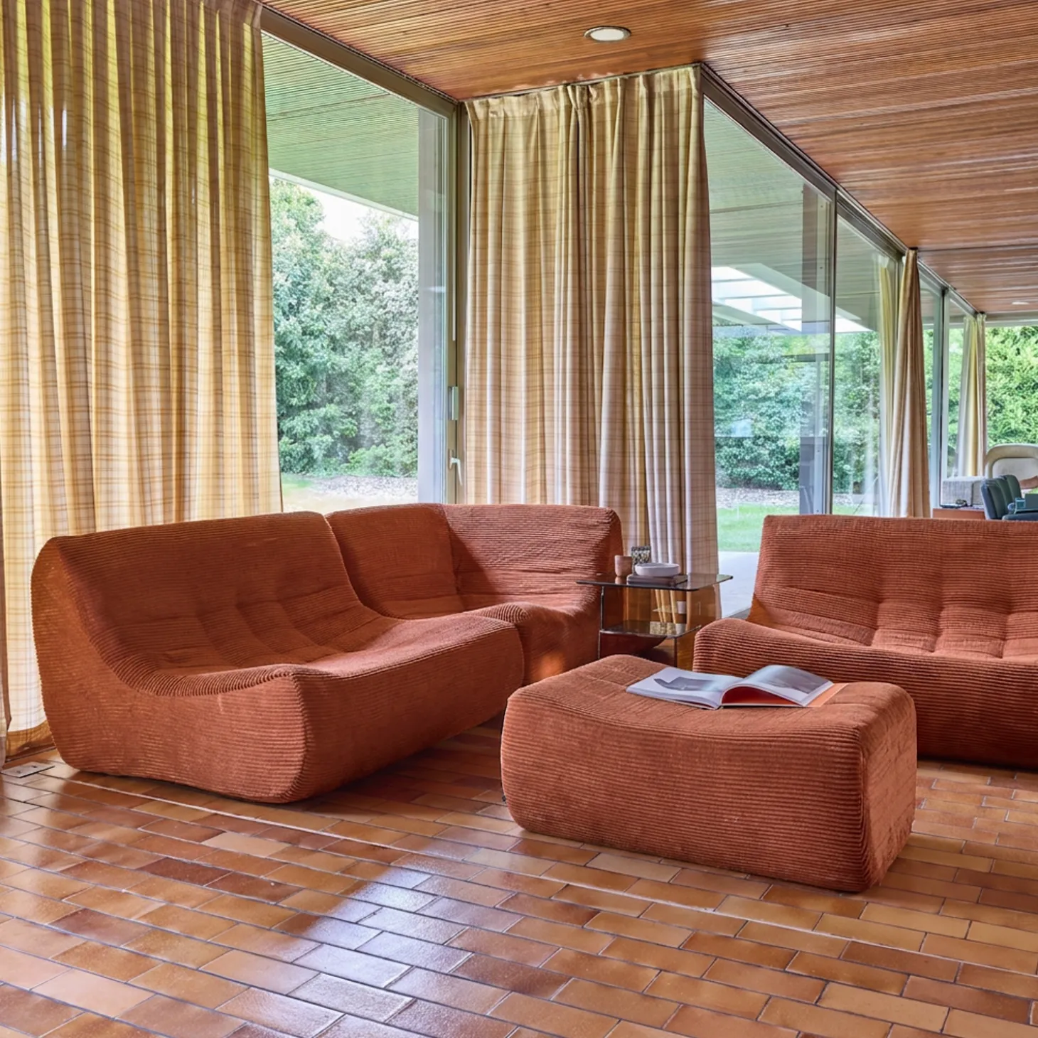 Modulaire fauteuils 5-zits hoekbank met voetenbankje corduroy