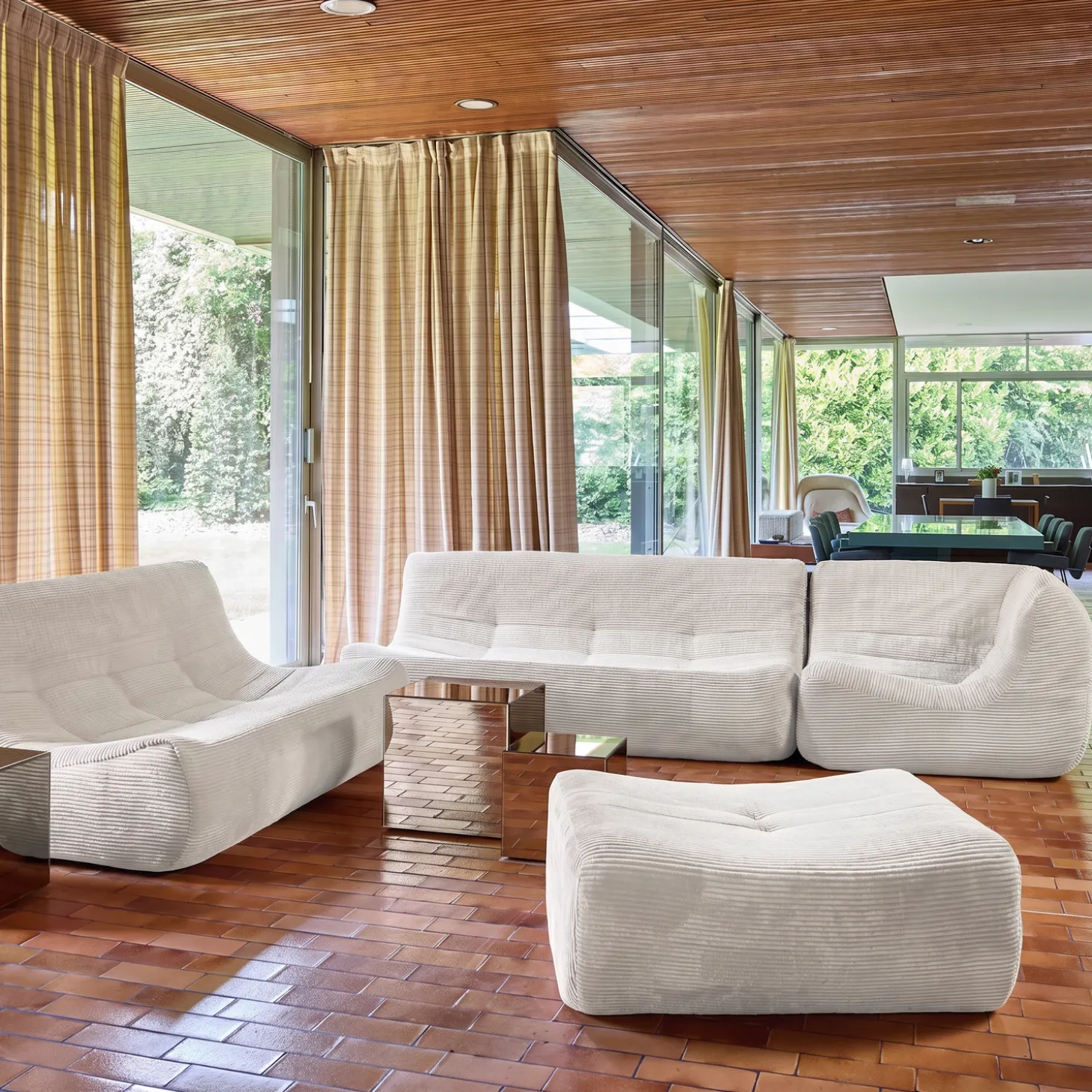 Modulaire fauteuils 7-zits hoekbank met voetenbankje corduroy