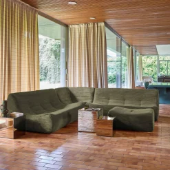 Modulaire fauteuils 7-zits hoekbank met voetenbankje corduroy