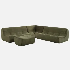 Modulaire fauteuils 7-zits hoekbank met voetenbankje corduroy