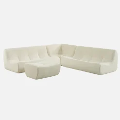 Modulaire fauteuils 7-zits hoekbank met voetenbankje boucléstof