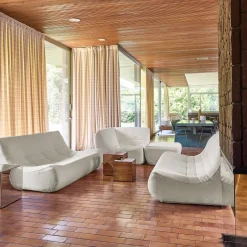 Modulaire fauteuils 7-zits hoekbank met voetenbankje boucléstof