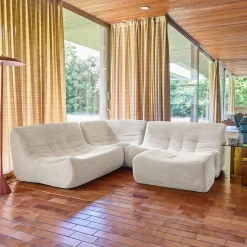 Modulaire fauteuils 5-zits hoekbank met voetenbankje corduroy