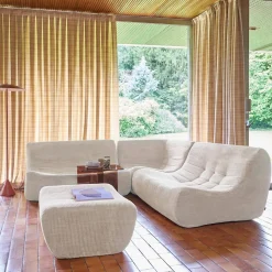 Modulaire fauteuils 5-zits hoekbank met voetenbankje corduroy