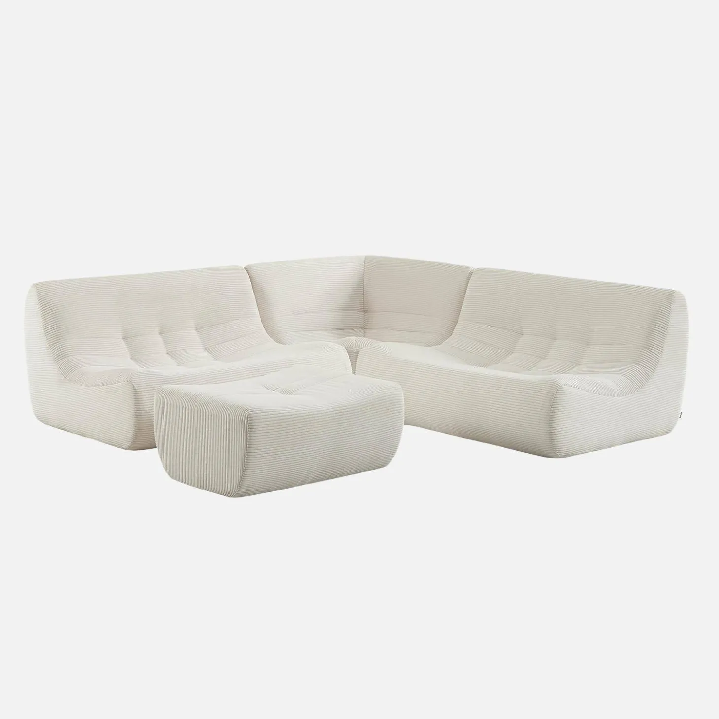 Modulaire fauteuils 5-zits hoekbank met voetenbankje corduroy