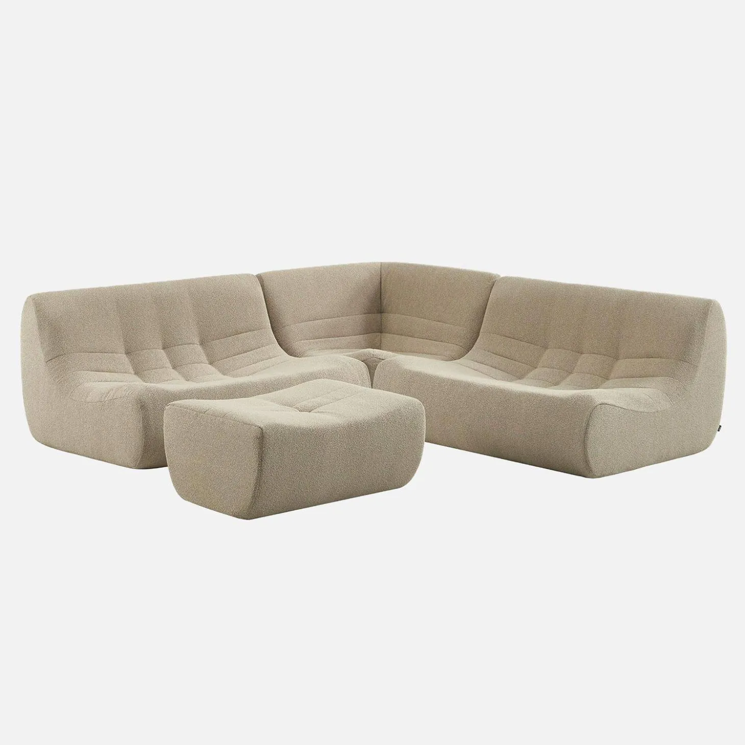Modulaire fauteuils 5-zits hoekbank met voetenbankje boucléstof