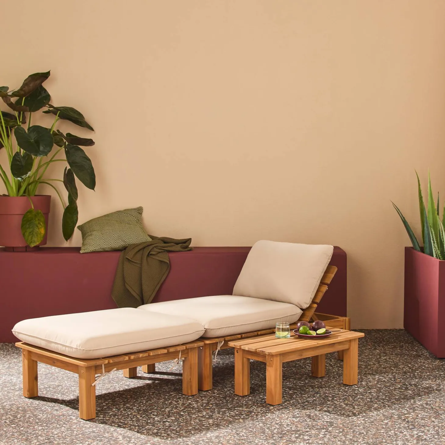 Modulaire loungeset 1-2 plaatsen meerdere posities en tafeltje