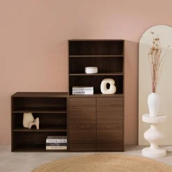 Modulaire opbergmodule houtdecor 3 modules - 2 deuren en planken