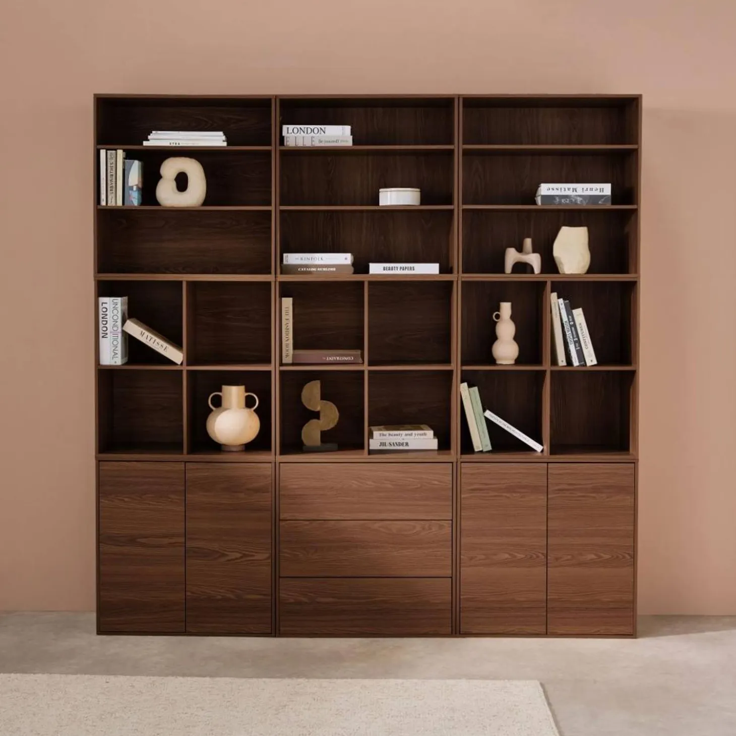 Modulaire opbergmodule houtdecor 9 modules - 4 deuren 3 lades
