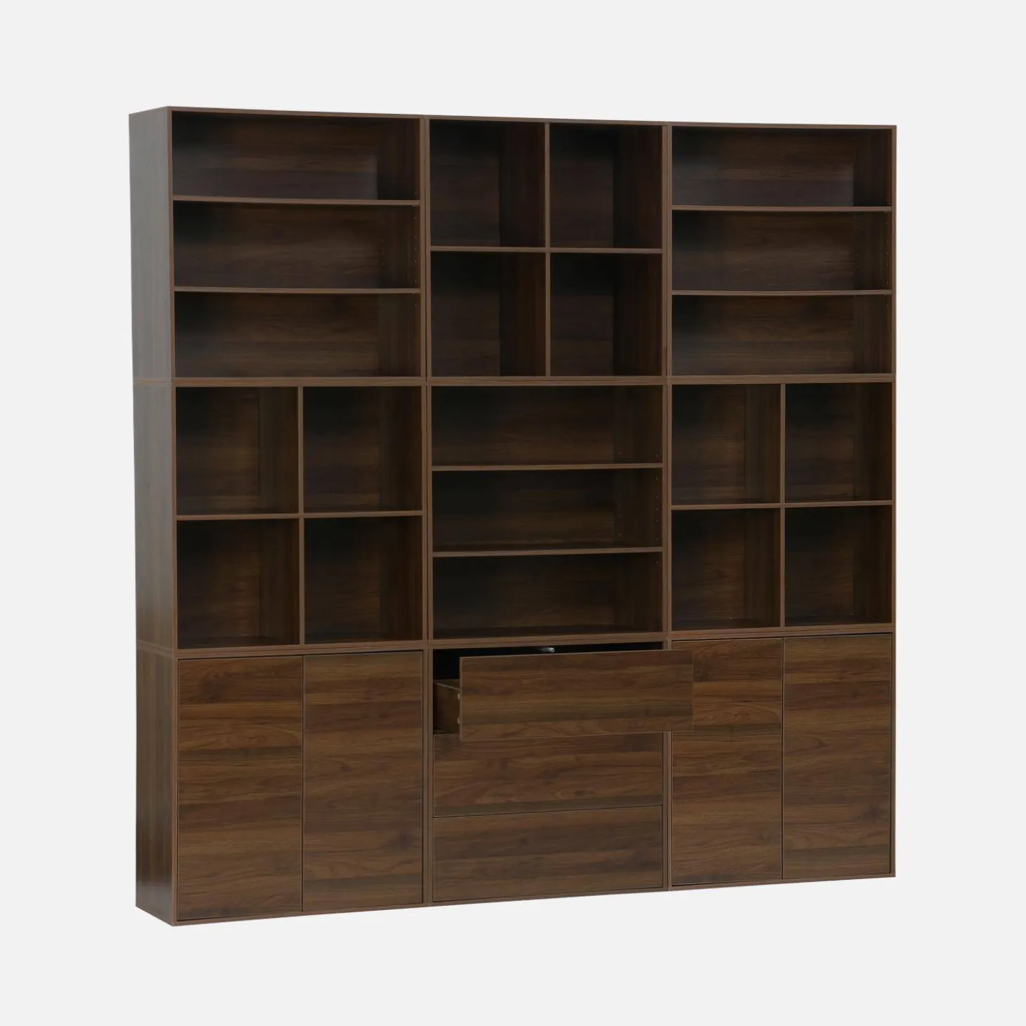 Modulaire opbergmodule houtdecor 9 modules - 4 deuren 3 lades
