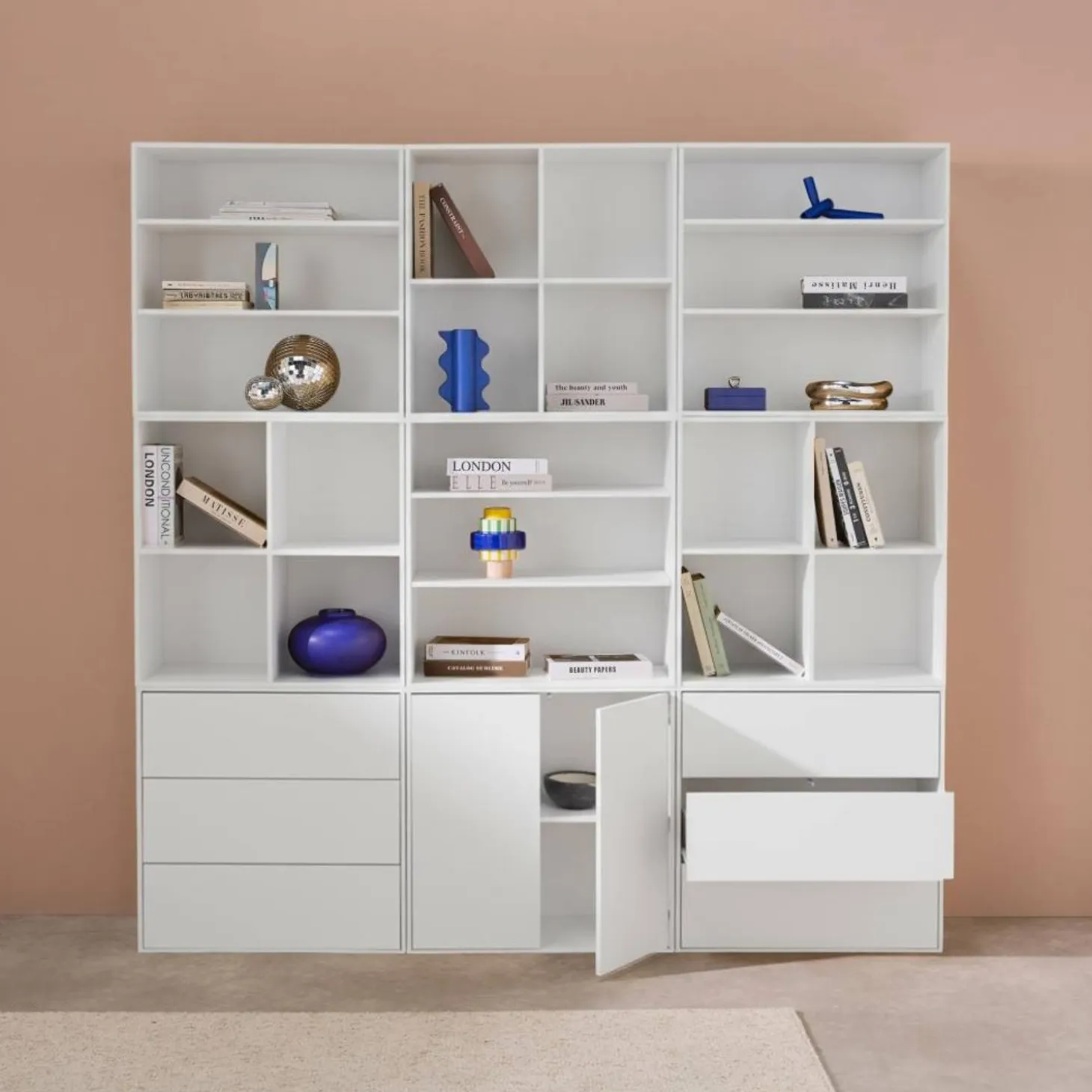 Modulaire opbergmodule houtdecor 9 modules - 2 deuren 6 lades