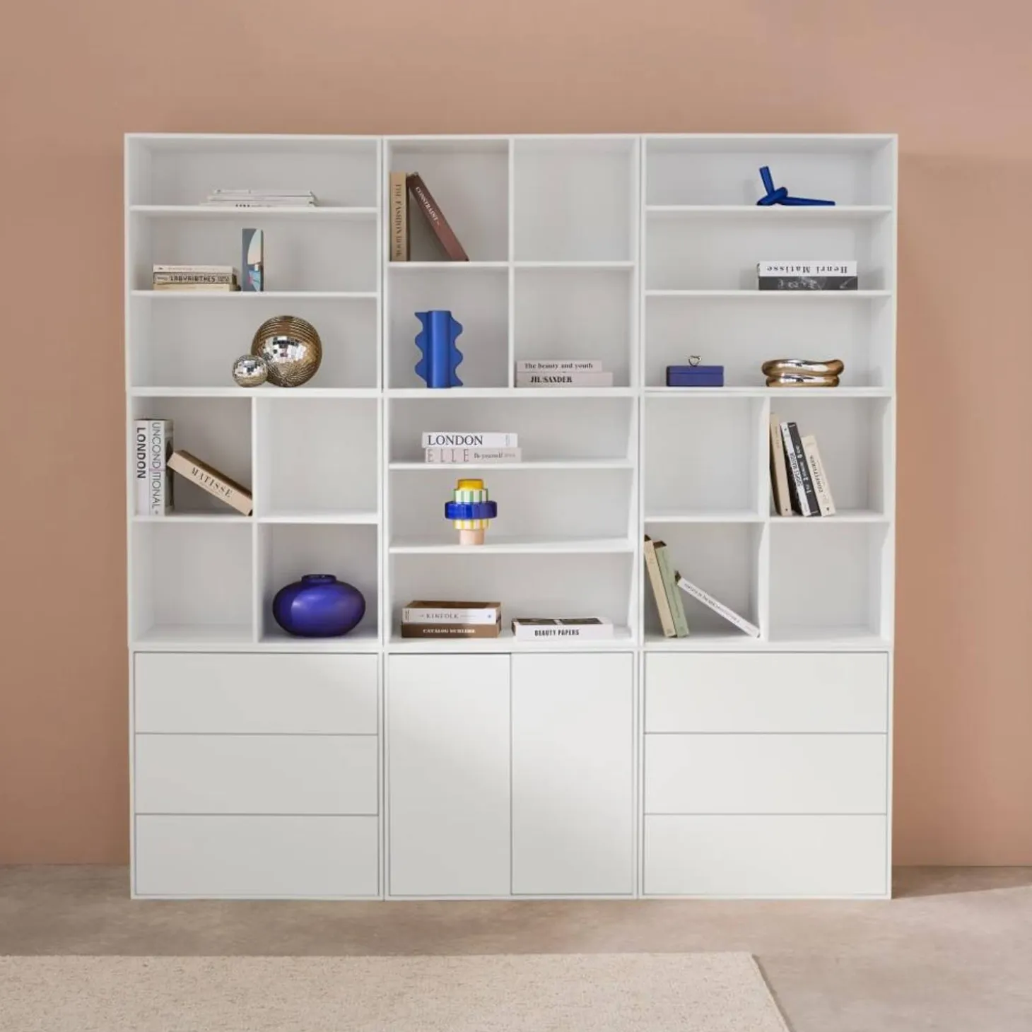 Modulaire opbergmodule houtdecor 9 modules - 2 deuren 6 lades