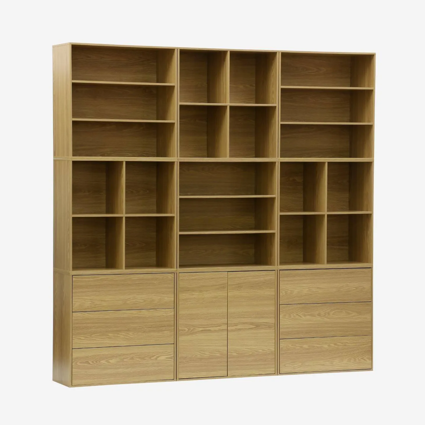Modulaire opbergmodule houtdecor 9 modules - 2 deuren 6 lades