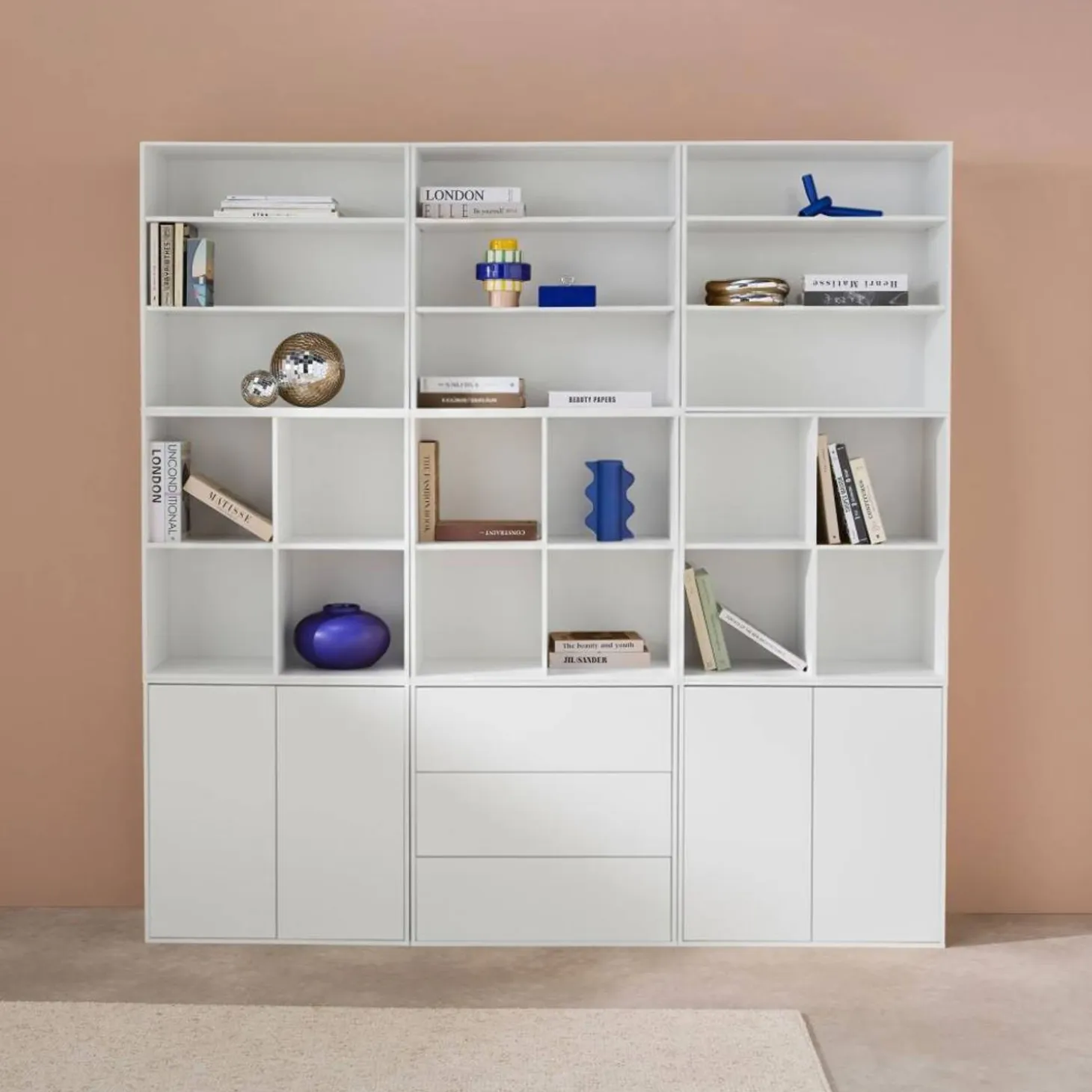 Modulaire opbergmodule houtdecor 9 modules - 4 deuren 3 lades