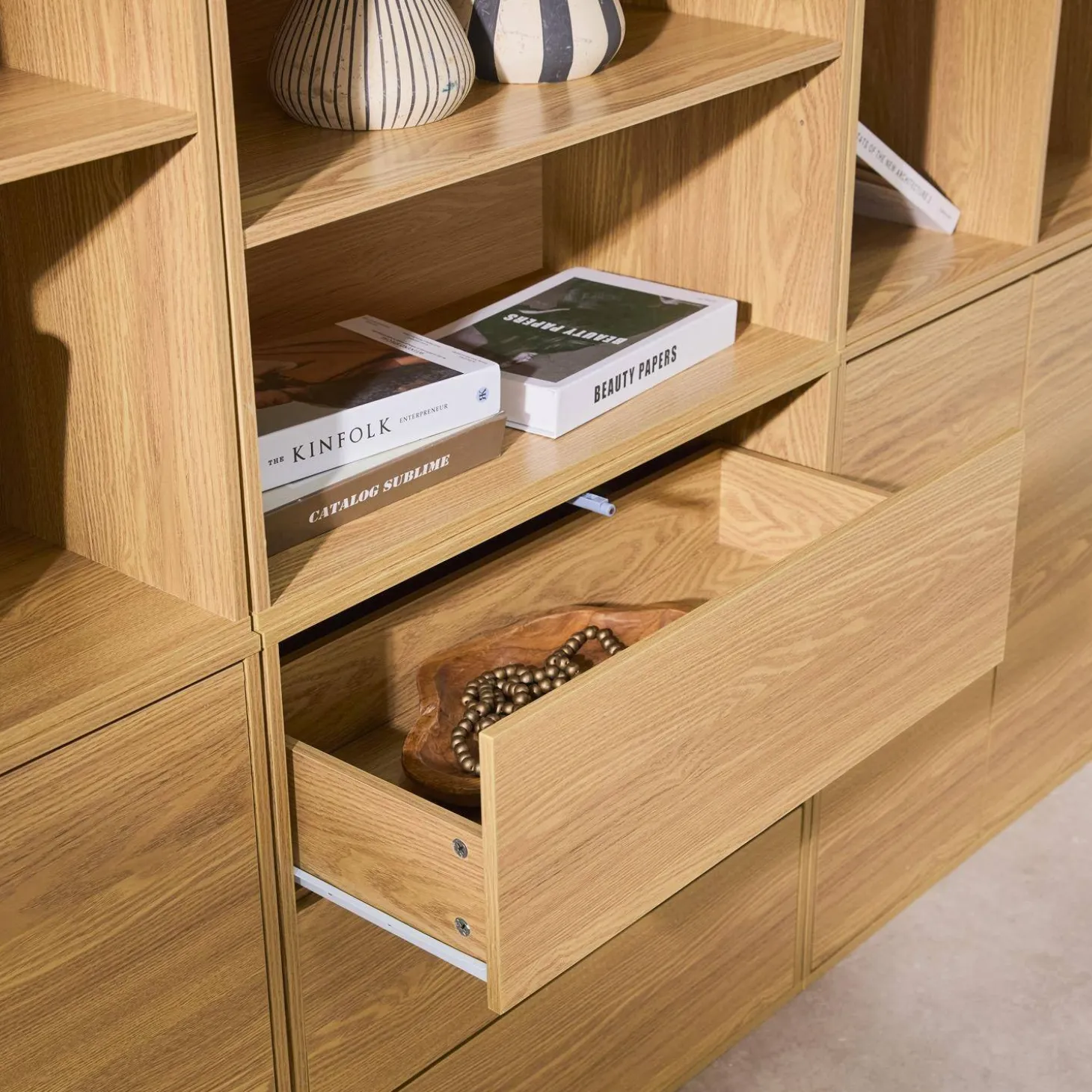 Modulaire opbergmodule houtdecor 9 modules - 4 deuren 3 lades