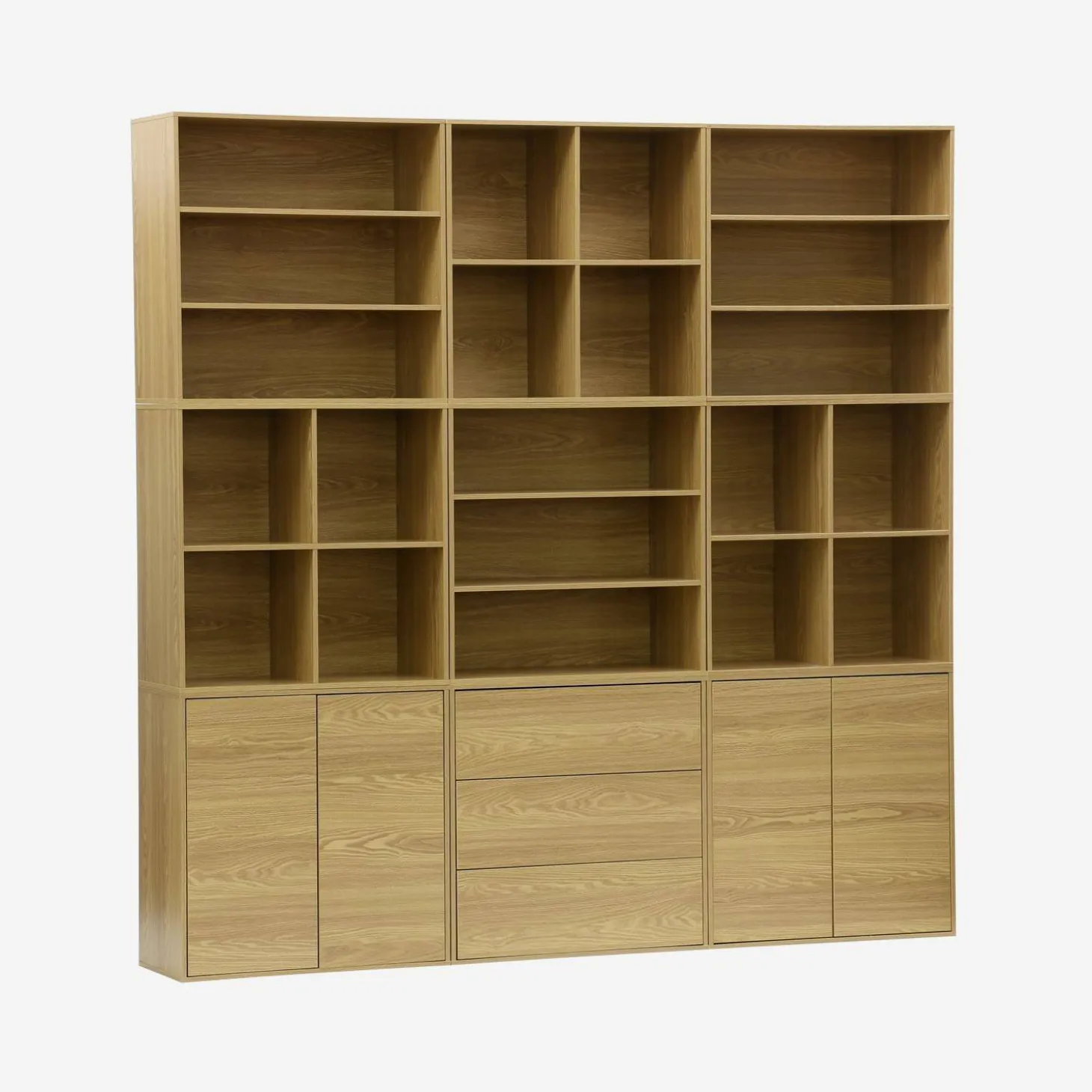 Modulaire opbergmodule houtdecor 9 modules - 4 deuren 3 lades