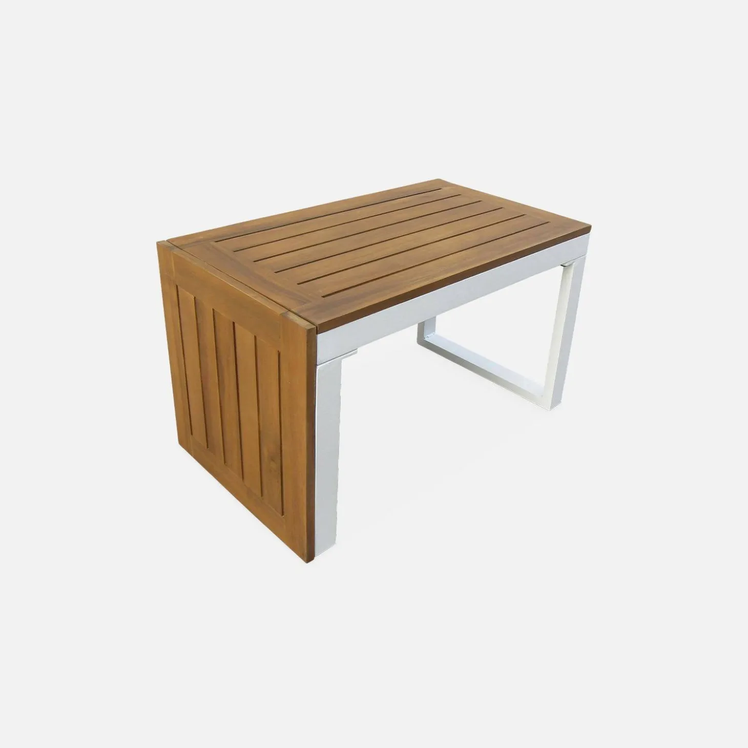 Modulaire tuinset in aluminium en acacia, 4 zitplaatsen