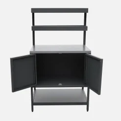 Module buitenkeuken met 2 deuren en 2 hangende planken staal L80cm