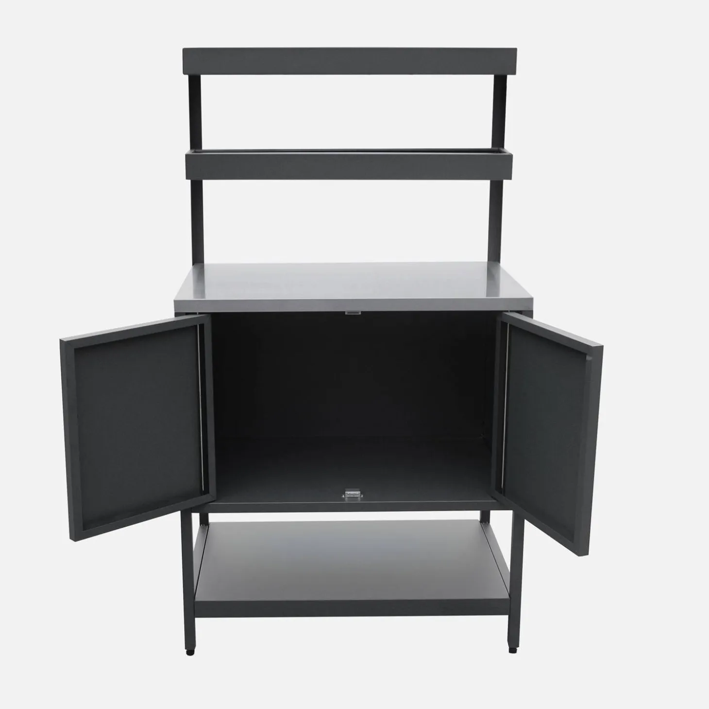 Module buitenkeuken met 2 deuren en 2 hangende planken staal L80cm
