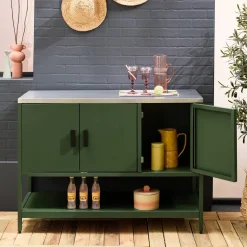 Module buitenkeuken met 3 deuren en 1 plank staal L120cm