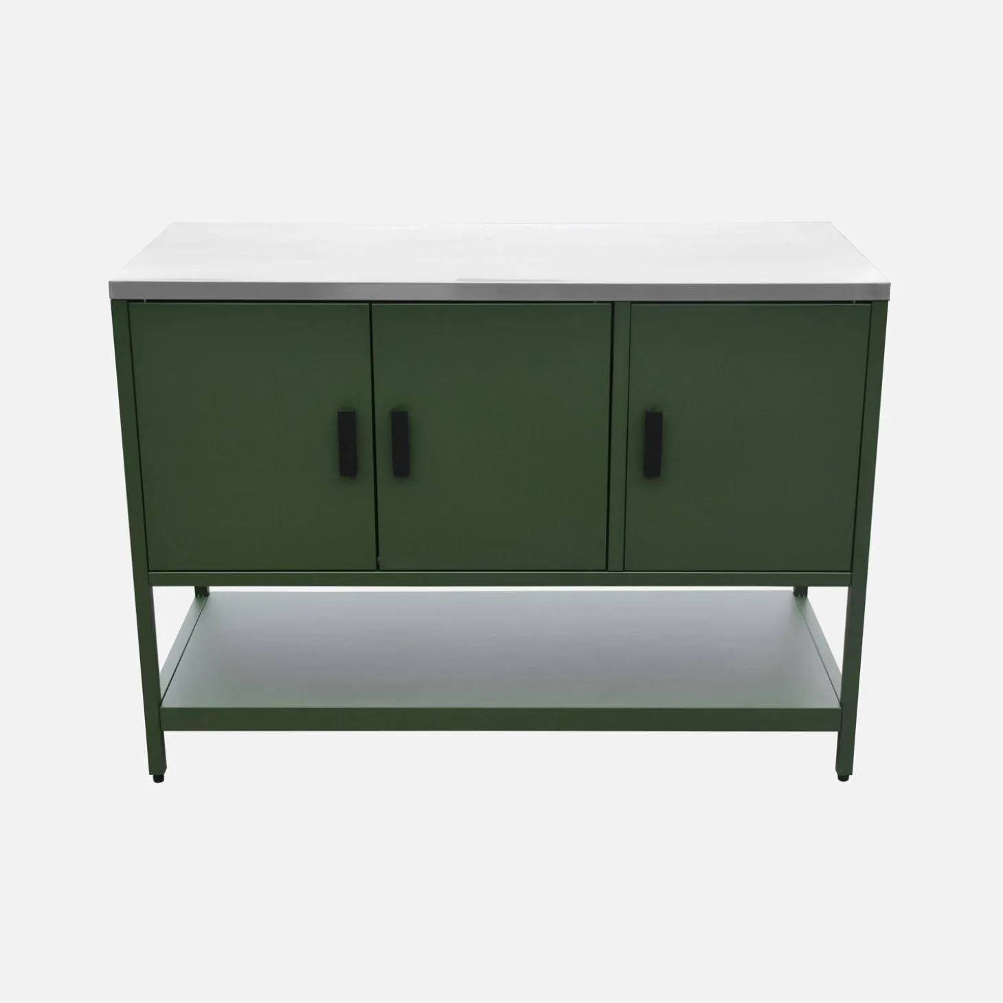 Module buitenkeuken met 3 deuren en 1 plank staal L120cm