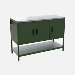 Module buitenkeuken met 3 deuren en 1 plank staal L120cm