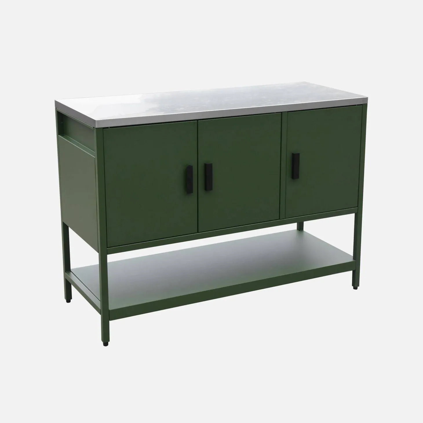 Module buitenkeuken met 3 deuren en 1 plank staal L120cm