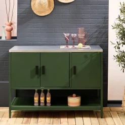 Module buitenkeuken met 3 deuren en 1 plank staal L120cm