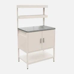 Module buitenkeuken met 2 deuren en 2 hangende planken staal L80cm