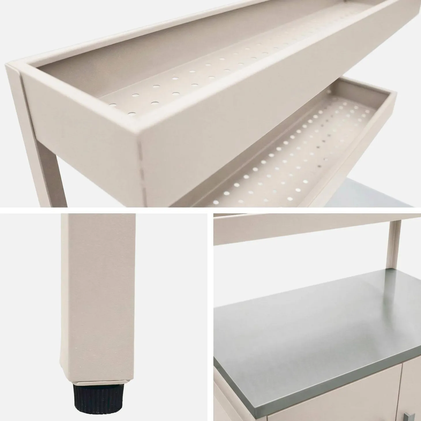 Module buitenkeuken met 2 deuren en 2 hangende planken staal L80cm