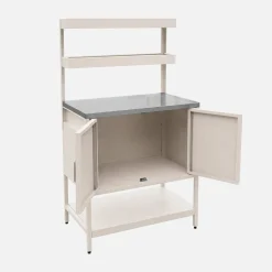Module buitenkeuken met 2 deuren en 2 hangende planken staal L80cm