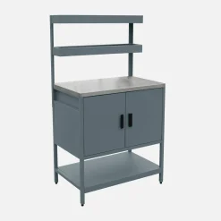Module buitenkeuken met 2 deuren en 2 hangende planken staal L80cm