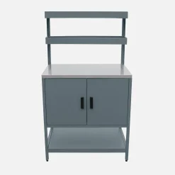 Module buitenkeuken met 2 deuren en 2 hangende planken staal L80cm