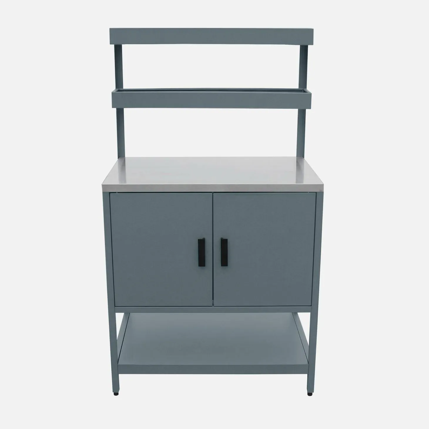 Module buitenkeuken met 2 deuren en 2 hangende planken staal L80cm