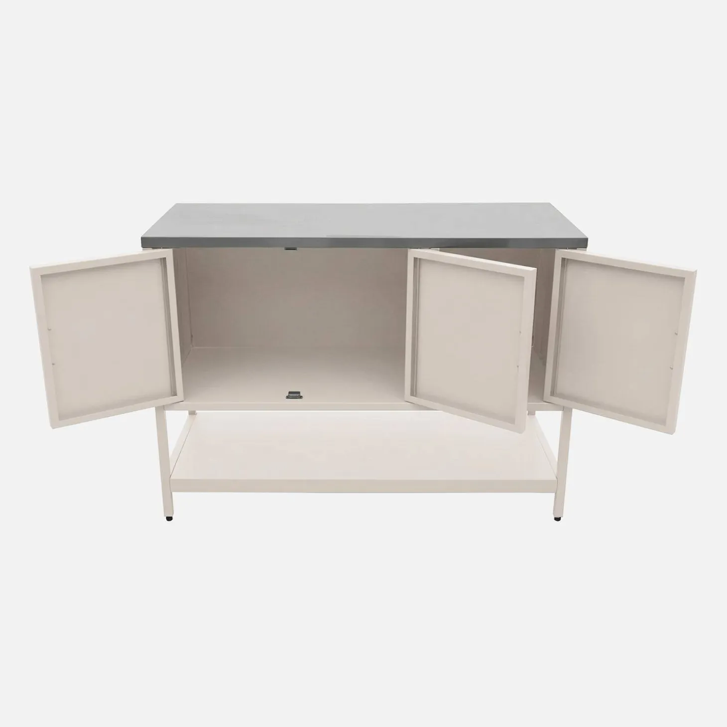 Module buitenkeuken met 3 deuren en 1 plank staal L120cm