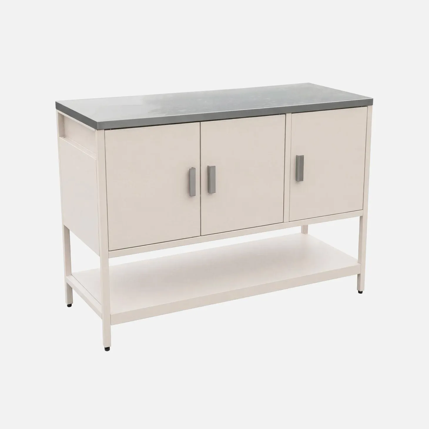 Module buitenkeuken met 3 deuren en 1 plank staal L120cm