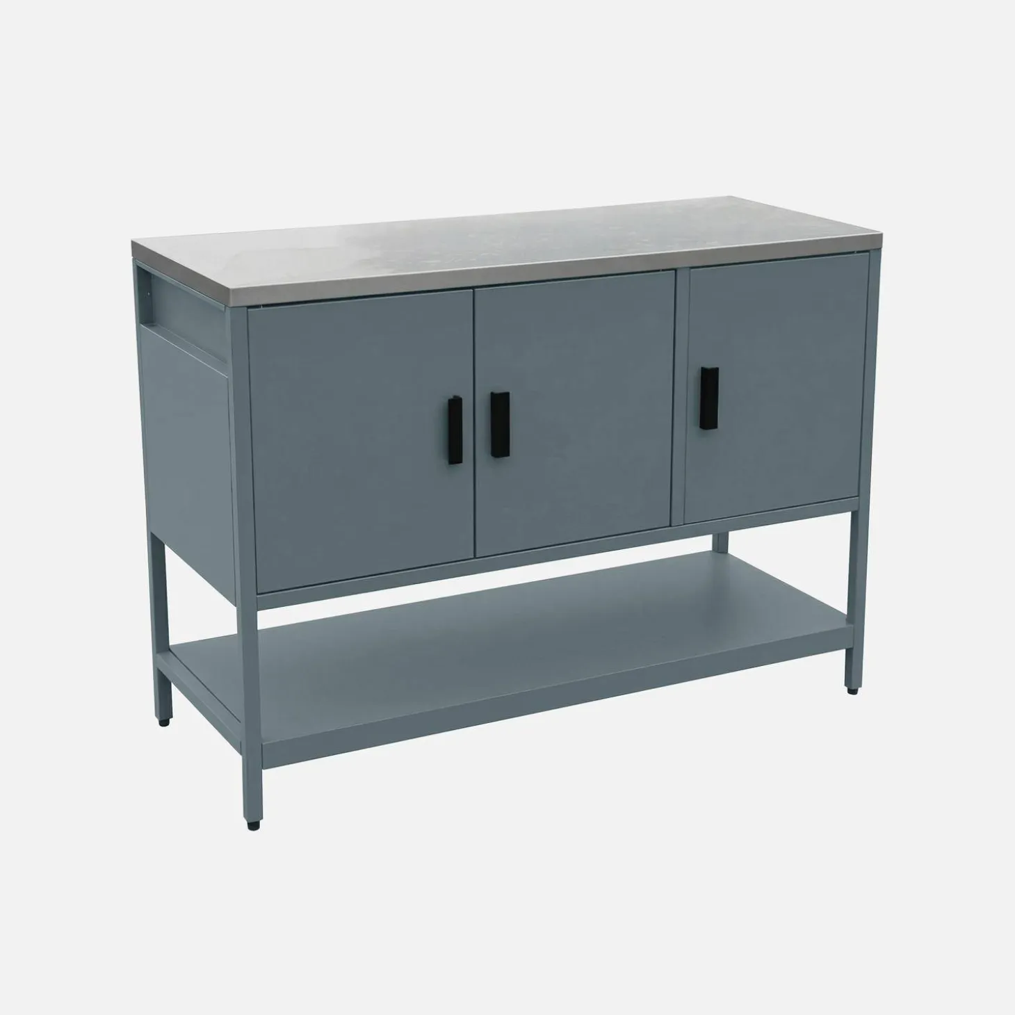 Module buitenkeuken met 3 deuren en 1 plank staal L120cm