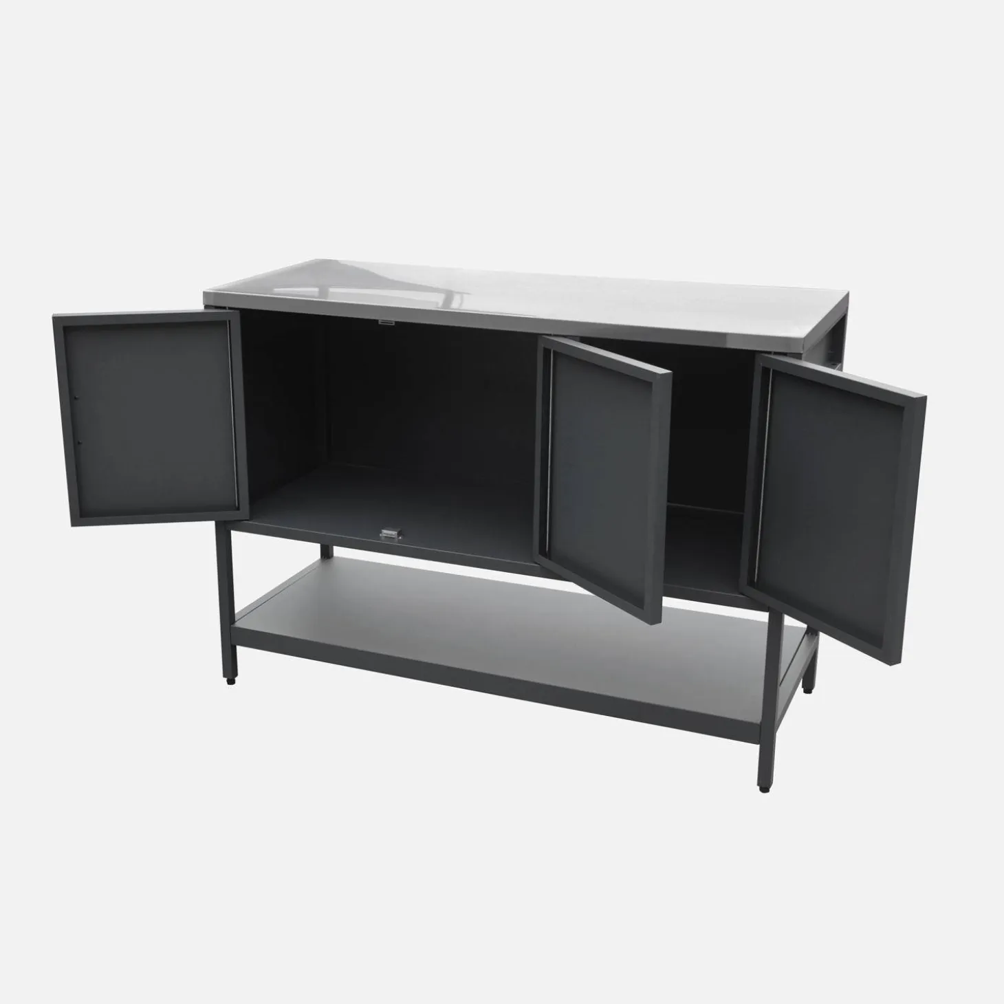 Module buitenkeuken met 3 deuren en 1 plank staal L120cm
