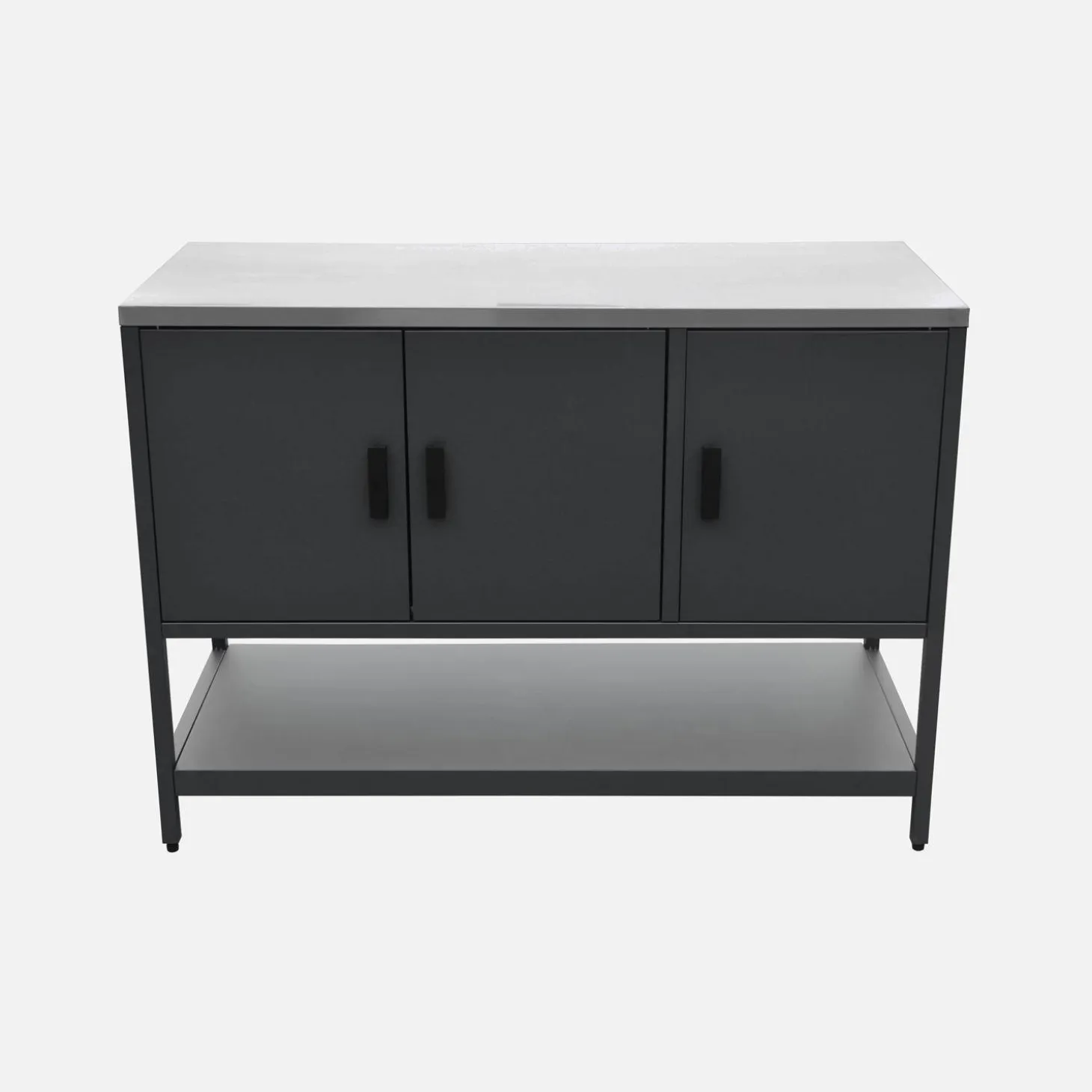 Module buitenkeuken met 3 deuren en 1 plank staal L120cm