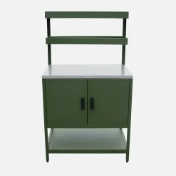 Module buitenkeuken met 2 deuren en 2 hangende planken staal L80cm