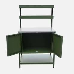 Module buitenkeuken met 2 deuren en 2 hangende planken staal L80cm
