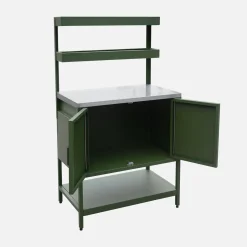 Module buitenkeuken met 2 deuren en 2 hangende planken staal L80cm