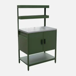 Module buitenkeuken met 2 deuren en 2 hangende planken staal L80cm