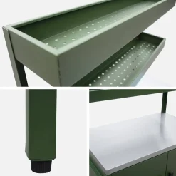 Module buitenkeuken met 2 deuren en 2 hangende planken staal L80cm