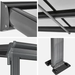 Muurpergola, carport aluminium 6x3m met regengoot