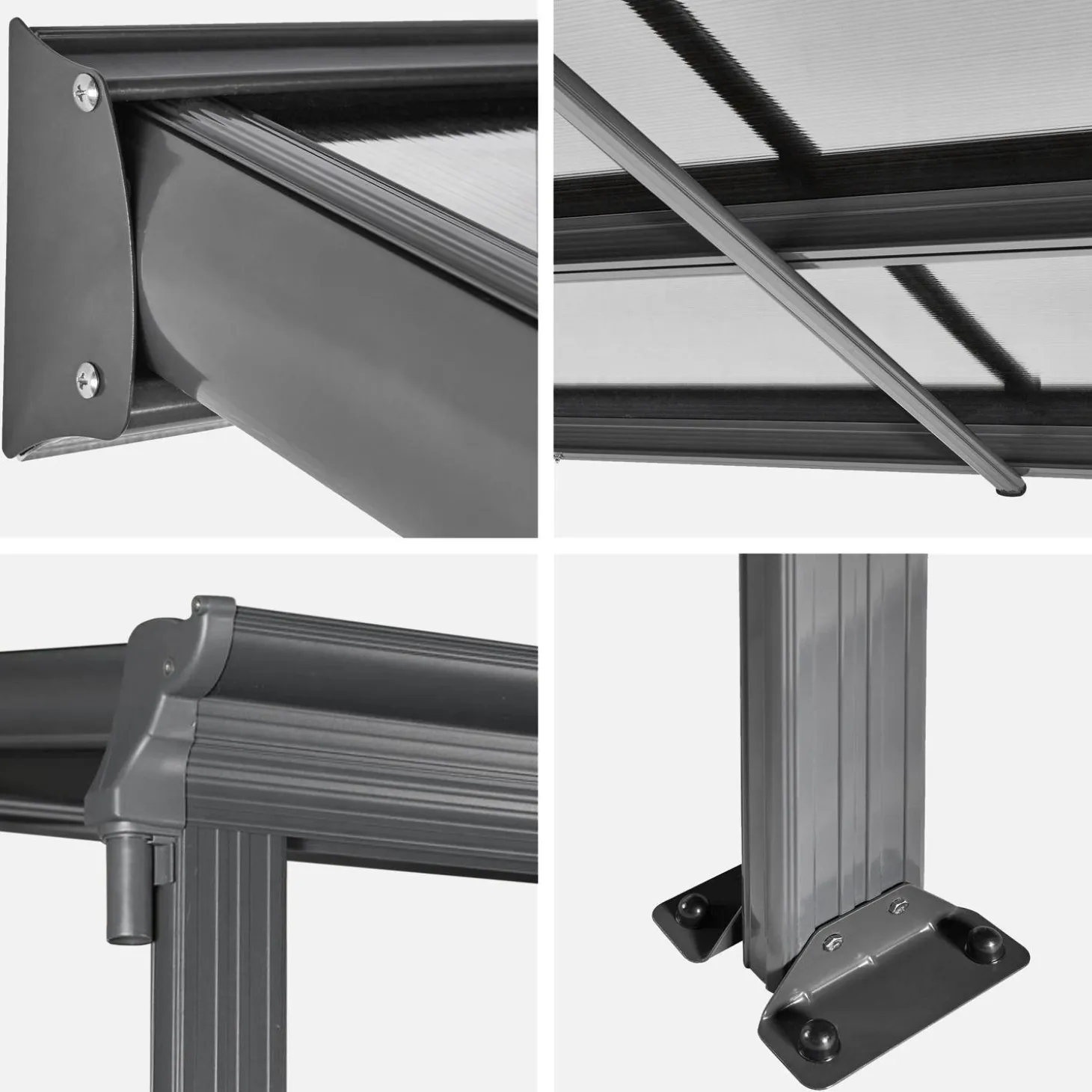 Muurpergola, carport aluminium 6x3m met regengoot
