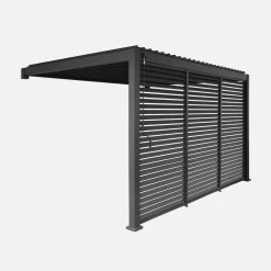 Muurpergola met lamellendak 4x3m met 3 lamellenwanden 130cm