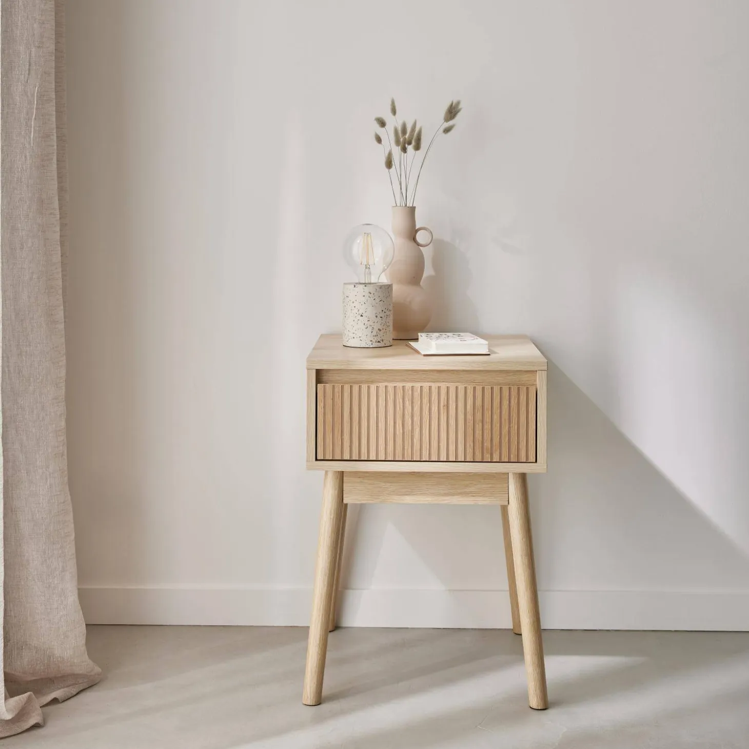 Nachtkastje houtdecor 1 lade